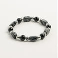 thumbnail image 2 of John Bead Semi-Precious Snow Flake Natural Gemstone Bracelet, Grey Jasper & Natural Obsidian Dyed, 2 of 5