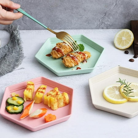 

5-Pack Wheat Straw Plates 8.75 Unbreakable Dishwasher Safe Eco-Friendly Tableware Assorted Colors