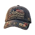 thumbnail image 2 of 1776-2026 America 250th Anniversary Vintage Distressed Baseball Cap USA Flag Floral Design Adjustable Unisex Patriotic Hat C, 2 of 3