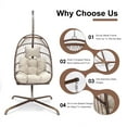 thumbnail image 6 of Outdoor Brown Swing Egg Chair with Stand Wicker Hanging Egg Chair with Cushions, 350 lb Max, 6 of 9