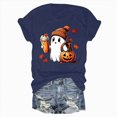 thumbnail image 5 of TOWED22 Halloween Teacher Shirts for Women Cute Pumpkin Ghost with Coffee Graphic T-Shirt Casual Fall Teacher Tee Tops(Navy,S), 5 of 7
