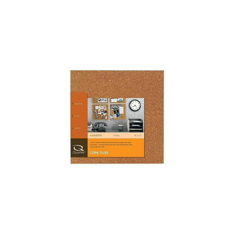 Premium Cork Tiles 12 inchx12 inch - 1/2 inch Thick Cork Board - Bulletin Board - Mini Wall - Ultra Strong Self Adhesive Backing - 4 Pack