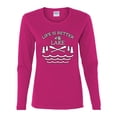 thumbnail image 2 of Wild Bobby, Life Is Better At The Lake, Women Graphic Long Sleeve Tee, Fuschia, XX-Large, 2 of 4