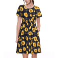 thumbnail image 1 of Fotbe Royal Blue Plaid Sunflower Vestido Largo de Moda para Mujer, Vestido Tipo Camiseta con Manga Corta y Estilo Casual a Rayas y Bloques de Color, 1 of 6