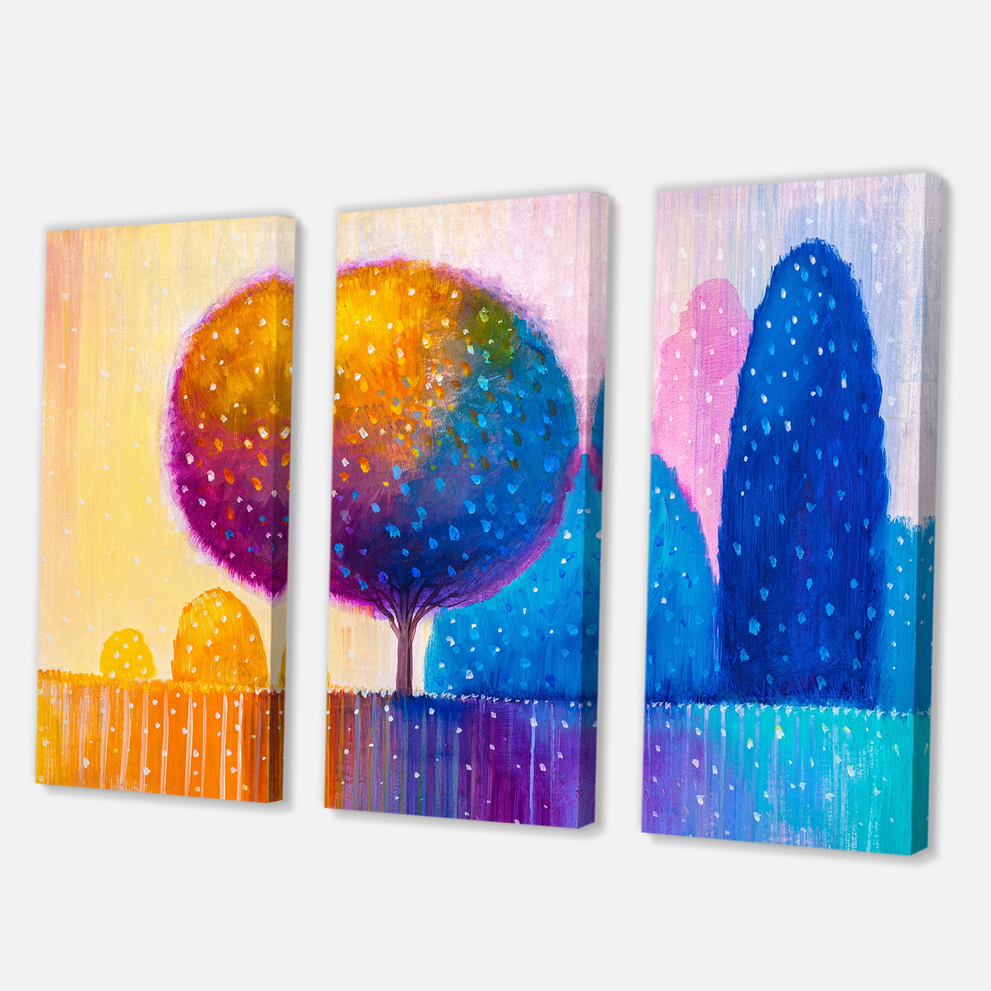 Designart ' Ornamental Colourful Trees X ' Modern Canvas Wall Art Print