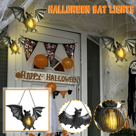 

QISIWOLE Halloween Bat Lights Decorations Indoor Outdoor Black Simulation Bats Lanterns Party Resin Vintage Flameless Pendant Portable Lantern Landscape Lamp for Garden Patio rollbacks
