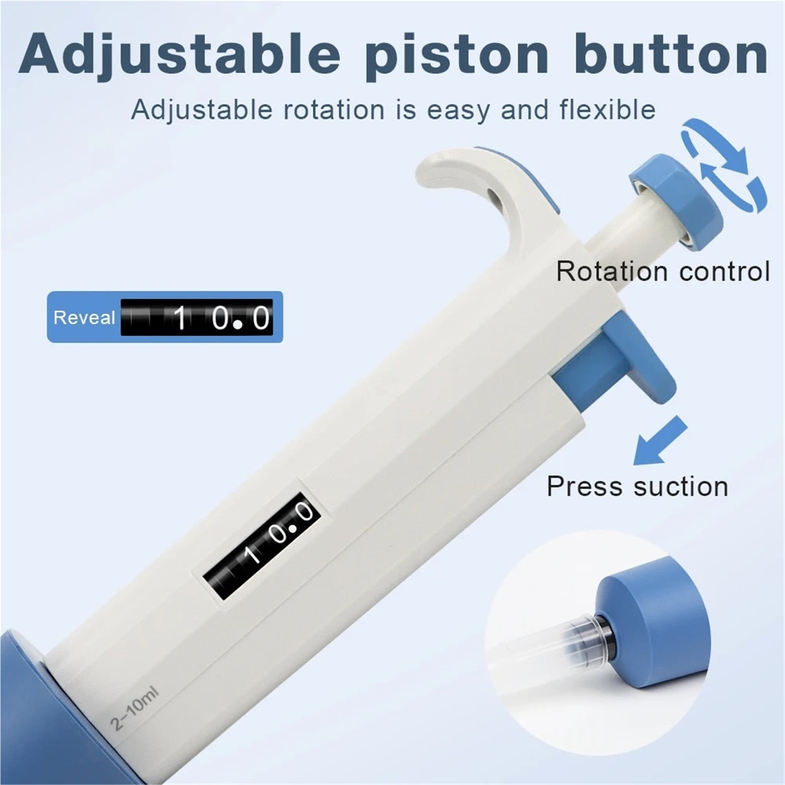 2-10ml Laboratory Pipette Adjustable Single Channel Digital Micropipette With Pipettor Tips Sample Dispenser , High-Accurate