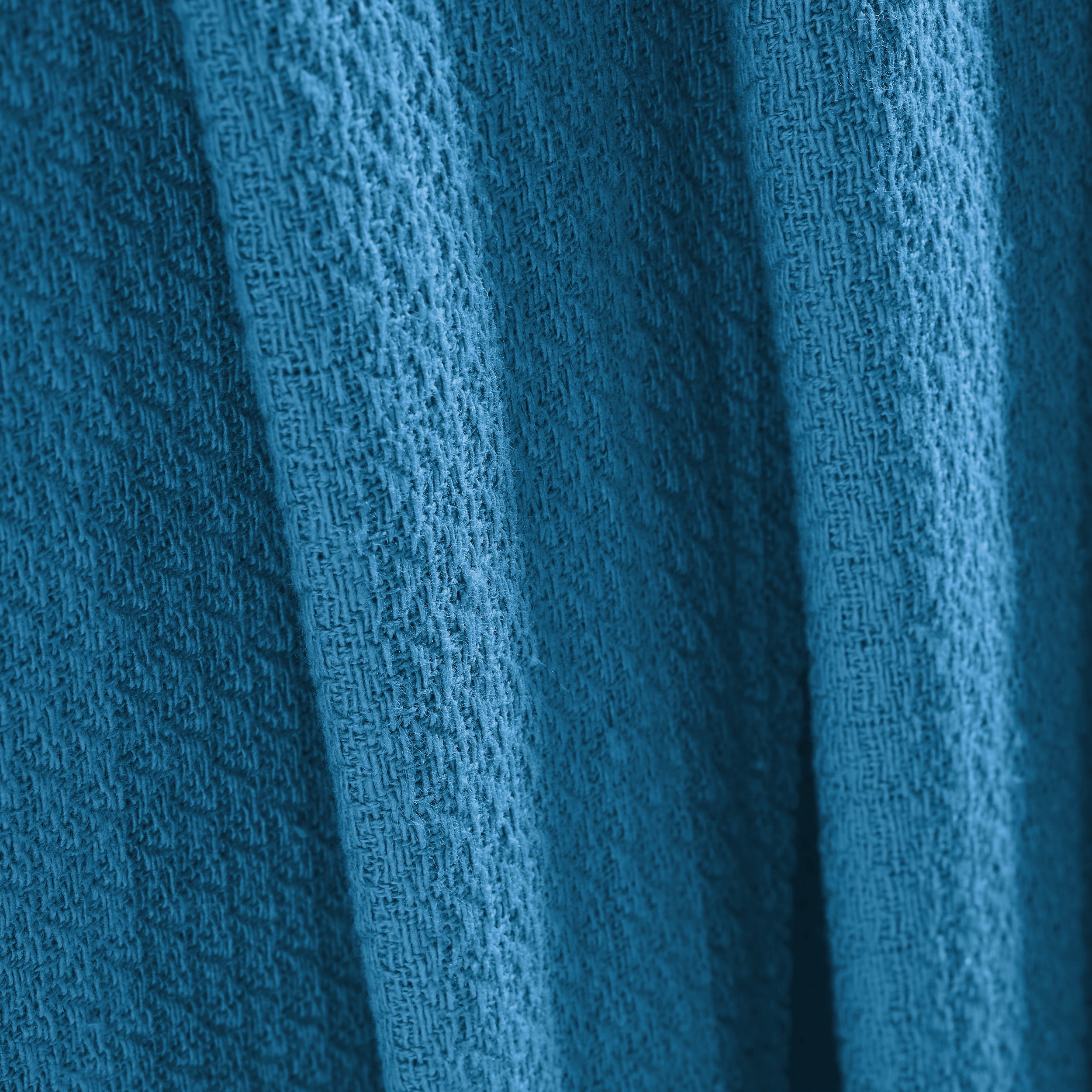 BNM Waffle Weave Honeycomb Knit Cotton Blanket, King, Azure
