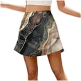 thumbnail image 3 of VBTAPA Women Cute Summer Skirt Wrinkle Free Satin Silk A-line Skirts Boho Floral Print Mini Skirt Daily Work Wear Khaki S, 3 of 6