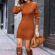 thumbnail image 4 of Puntoco Suéter Mujer Otoño E Invierno Casual Suelto Cálido Color Sólido Manga Larga Cuello Redondo Manga Larga Vestido Suéter Sexy Liquidación De Navidad Puntoco Puntoco-5261, 4 of 5