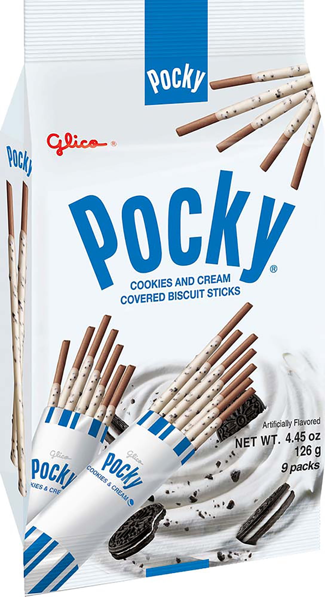 Glico Pocky Cookies & Cream Baked Biscuit Sticks, 9 Pack, 129.6 g