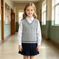 thumbnail image 6 of Fesfesfes Kids Unisex V-Neck Cable Knit Vest Sleeveless School Uniform Sweater Pullover, Cotton Top for Boys and Girls Ages 18 Months-9 Years, 6 of 9