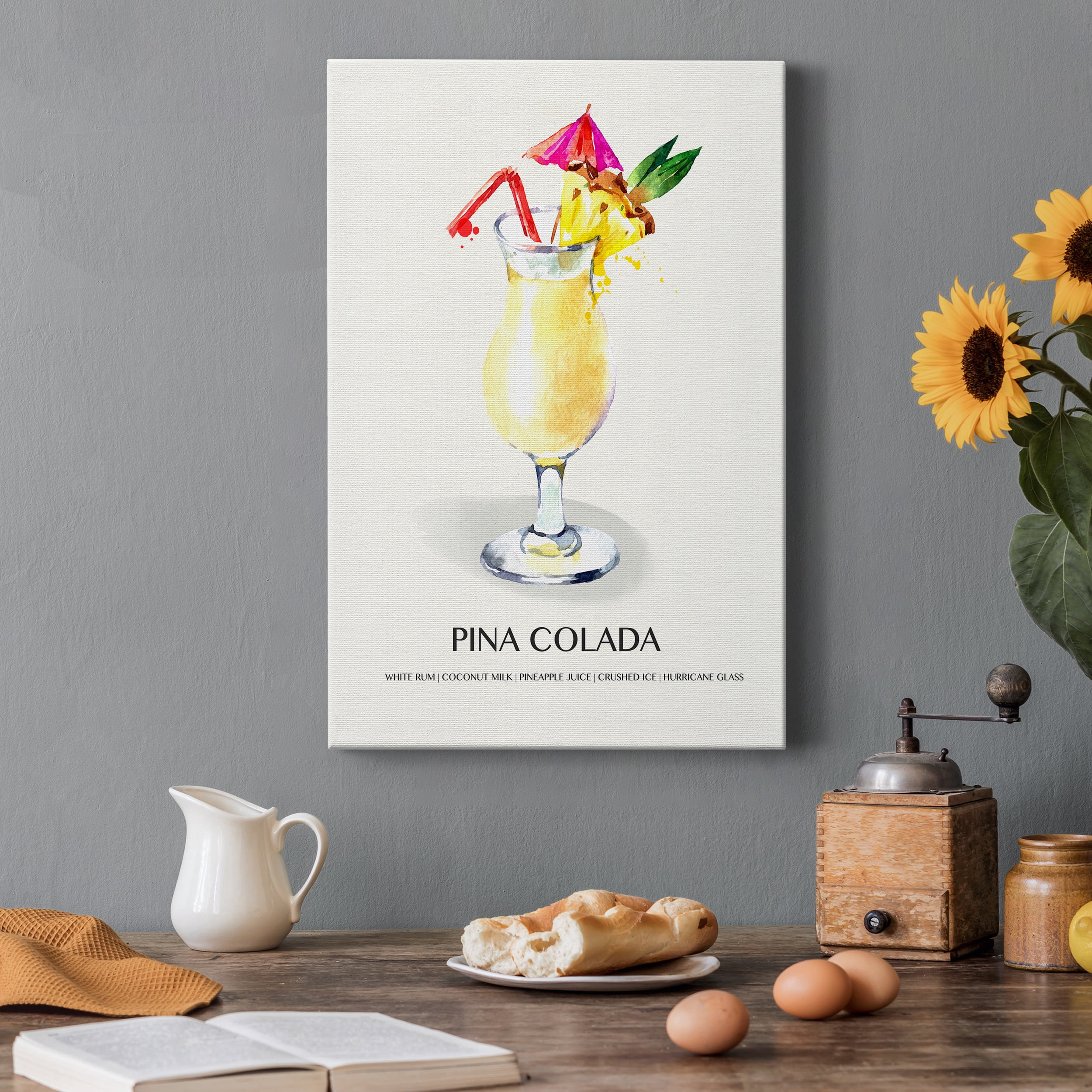 Pina Colada – Tropical Premium Gallery Wrapped Canvas Wall Art, Ready to Hang, Canvas Art Prints