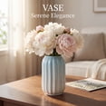 thumbnail image 4 of REGALWOVEN Modern Ceramic Flower Vase Matte Ribbed Vase, Small Decorative Vase for Desktop & Bathroom, Minimalist Centerpiece Blue 3.5" x 3.5" x 5.9", 4 of 5