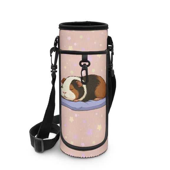 chaqlin Guinea Pig Water Bottle Carrier for Girls Water Bottle Holder with Pocket and Strap Adjustable Waterbottle Storage Organizer for Hiking, Cycling, Outdoor Sports