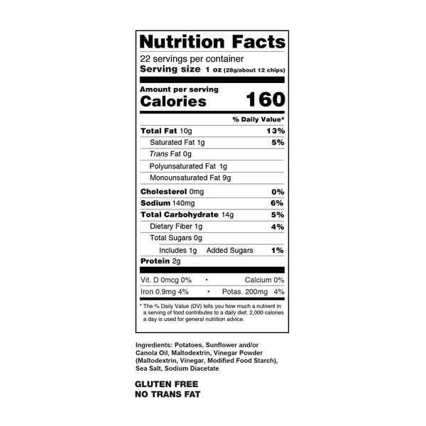 Great Lakes Potato Chips Kettle Chips Bold Sea Salt & Vinegar, Party Size, 22 oz bag