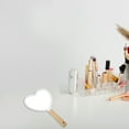 thumbnail image 3 of Unique Bargains Portable Heart Wood Shaped Handle Vanity Makeup Mirror Handheld Cosmetic Mirror White, 3 of 7