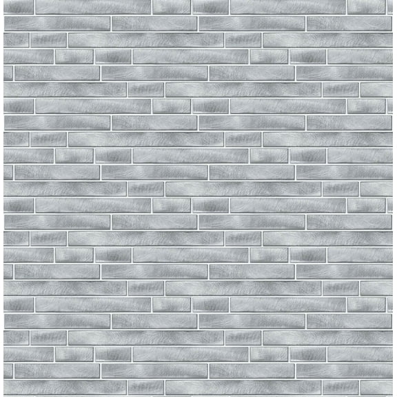 NextWall Brushed Metal Tile Peel and Stick Wallpaper