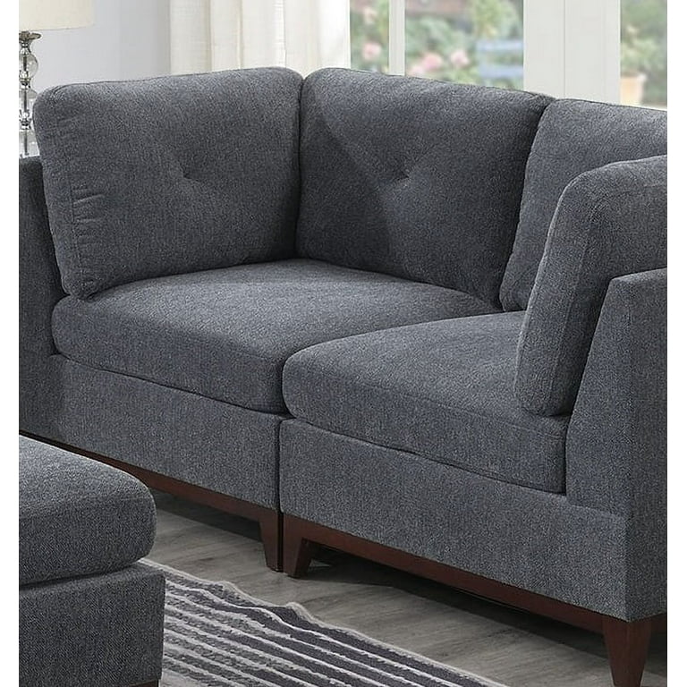 Modular Corner Sofa Wedge Ottoman Armles Chair Ash Gray Chenille