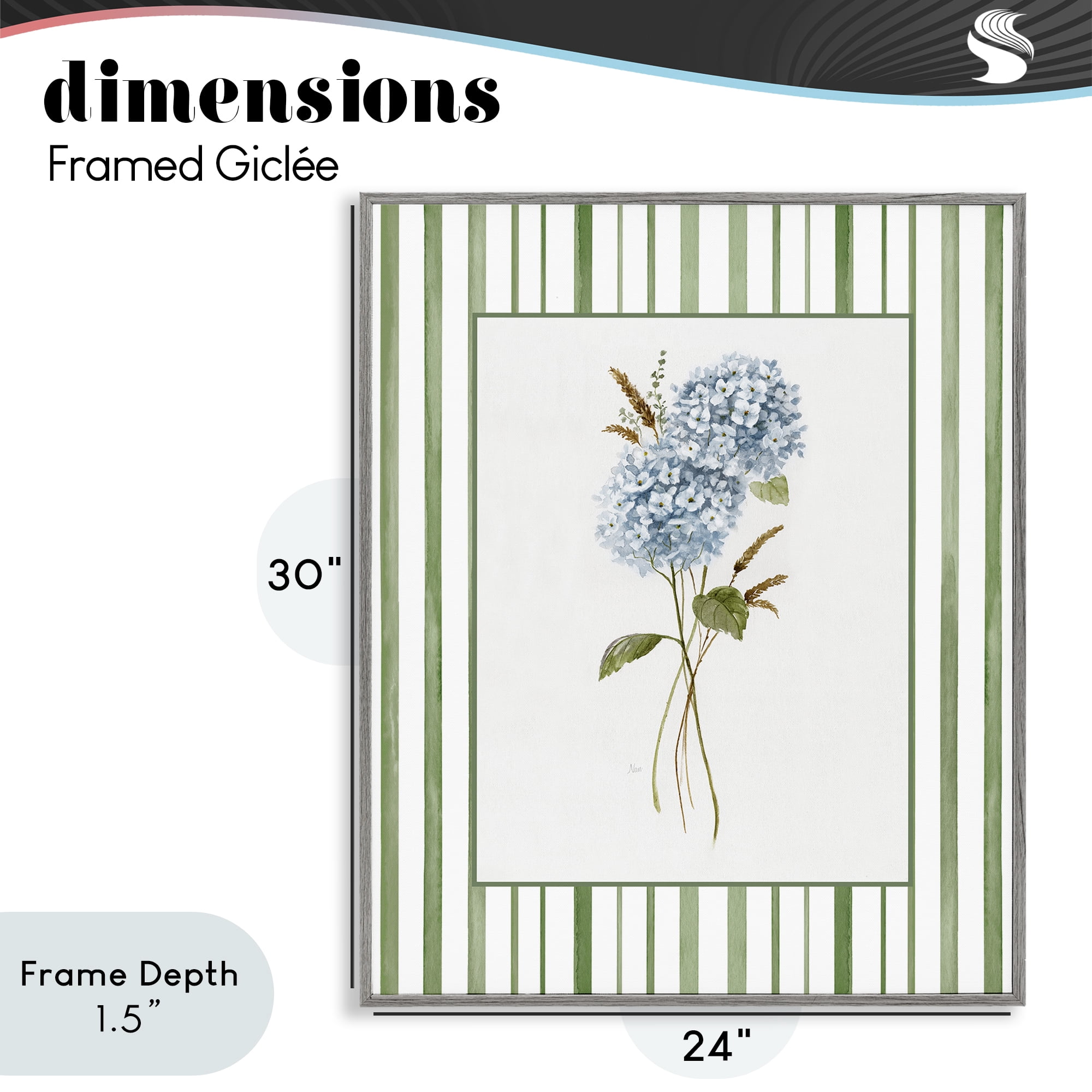 Stupell Industries Blue Hydrangea & Dried Wheat Gray Framed Giclee Art, design by Nan