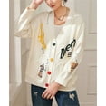 thumbnail image 2 of utcoco Womens Graffiti style Embroidery Cardigan Long Sleeve Sweaters, 2 of 4