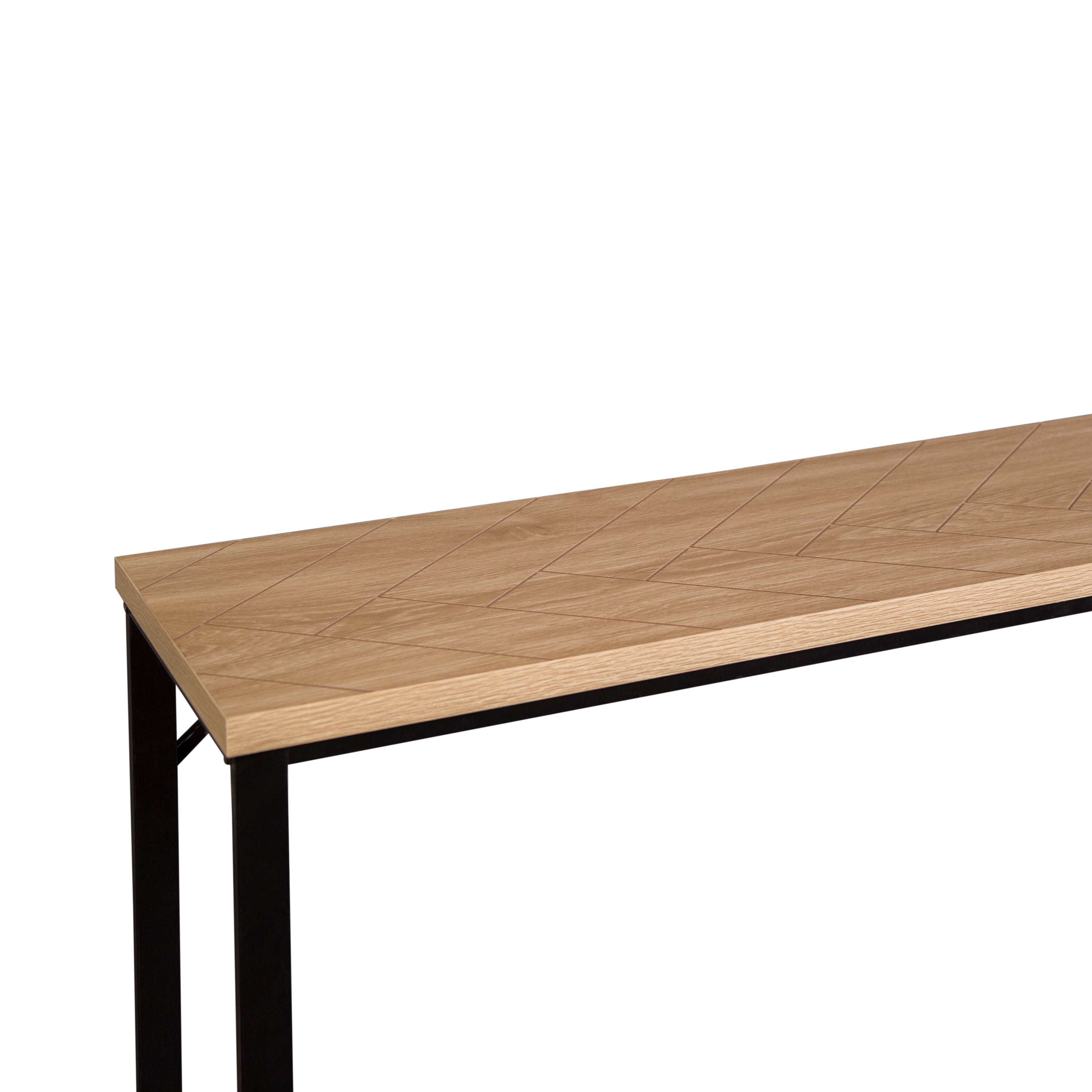 Bali Coastal Modern Console Table Natural Wood Top with Black Metal Legs