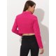 thumbnail image 4 of Chaqueta vaquera para mujer Chaqueta vaquera recortada lavada con botones deshilachados Fucsia XL, 4 of 6