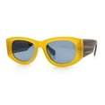 thumbnail image 5 of Womens Squared Rectangle Frost Matte Thick Temple Plastic Mod Sunglasses Yellow - Black, 5 of 8