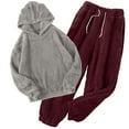 thumbnail image 1 of Puntoco Pijamas para mujer Ropa de dormir para el hogar para hombres y mujeres y conjunto de capucha de 2 piezas con cubierta cálida de invierno Conjunto de color sólido, 1 of 4