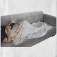 thumbnail image 6 of Eyebrow Soft Flannel Fleece Blanket, Dotted Half of a Women's Face with Butterfly Lady Motifs in Pastel Colors Print, Cozy Plush for Indoor and Outdoor Use, 70" x 90", Pink and Coral, by Ambesonne, 6 of 6