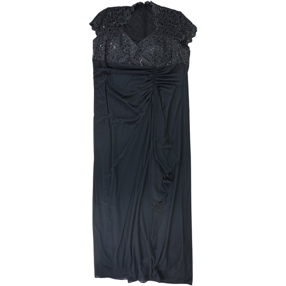 B&A Womens Sequined Gown Dress, Blue, Plus Size, 22W