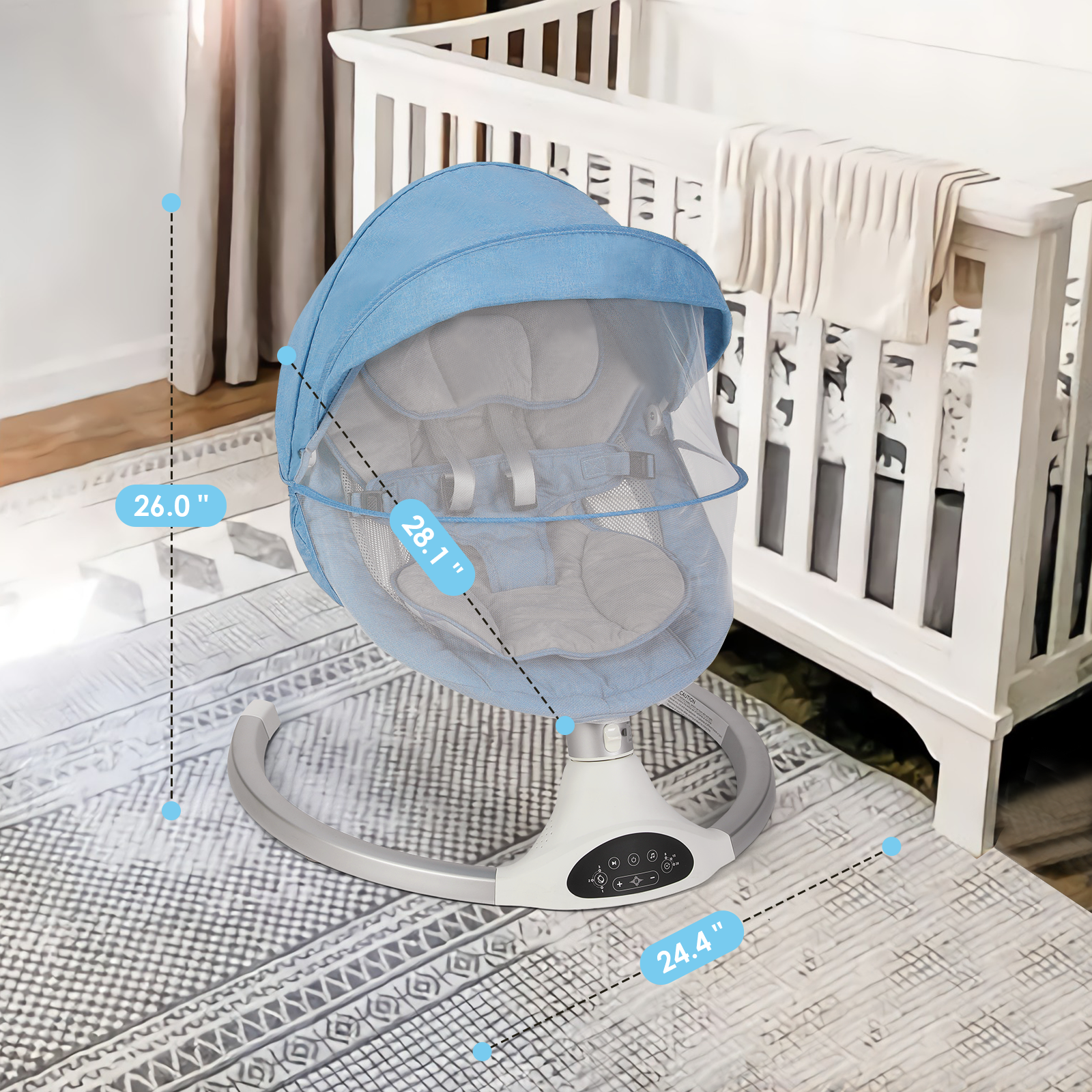 Cowiewie Electric Baby Swing with Touch Screen and Remote photo 2