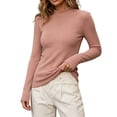 thumbnail image 3 of Diufon Mock Neck Tops for Women Long Sleeve Fleece Lined Thickened Warm Pullover Fall Winter Slim Fitted Layering Blouse, 3 of 8