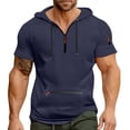 thumbnail image 1 of Styesk T Shirts for Man Men Solid Color Summertime Short Sleeve Hooded Zipper Pocket Shirt Top, 1 of 4