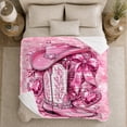 thumbnail image 5 of Pink Western Cowgirl Glam Country, Playful Rustic Scene, Warm Flannel Blanket for Living Room and Bedroom, Celestial Art Lovers Valentine's Day Gift, Rustic Home Decor, 5 of 9