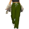 thumbnail image 5 of Cargo Pants Women Fashionable Casual Side Pockets High Waisted Elastic Straight Leg Loose Fitting Work Pants, 5 of 6