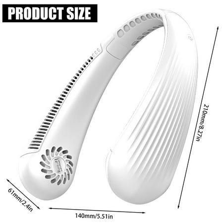 

GUSTVE Neck Fan Rechargeable Bladeless Personal Fan with 2200mAh Battery Hands-free Lightweight Adjustable Neck Hanging Fan with 3 Wind Speed for Outdoor Sports Running Travel