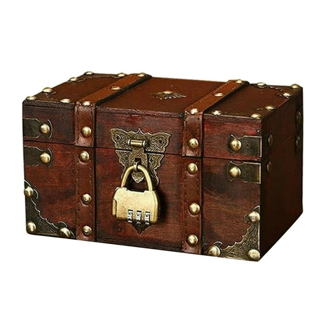 Treasure Chest Covered Design Space-saving Dustproof Wooden Sundries Organizer for Living Room