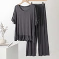 thumbnail image 3 of yunLCZ Nightgowns for Women Women's Pajama Set Layer Short Sleeve Top And Long Pants Sleepdress, 3 of 3