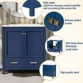 thumbnail image 3 of 30" Bathroom Vanity with Single Sink Top, Combo Cabinet Undermount Sink, Solid Wood Bathroom Storage Cabinet with 2 Doors and a Drawer, Soft Closing, Blue, 3 of 9