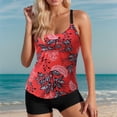 thumbnail image 5 of DHFJKG Tankini Swimsuits For Women Floral Print 2 Piece Swimwear Set Adjustable Straps Swim Tank Top With Boyshorts Bottom Holiday Beachwear, 5 of 9