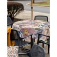 thumbnail image 5 of Outdoor Tablecloths with Umbrella Hole & Zipper, Vintage Flowers 60x60 Inch Square Tablecloths, Spring Watercolor Floral Dragonflies Beige Waterproof Table Cloth, Patio/Pool/Picnic Table Covers, 5 of 8