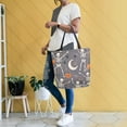 thumbnail image 4 of FORMRS Womens Canvas Tote Bag with Zipper Inner Pocket Shoulder Handbag, Gray Halloween Skeleton, 4 of 7