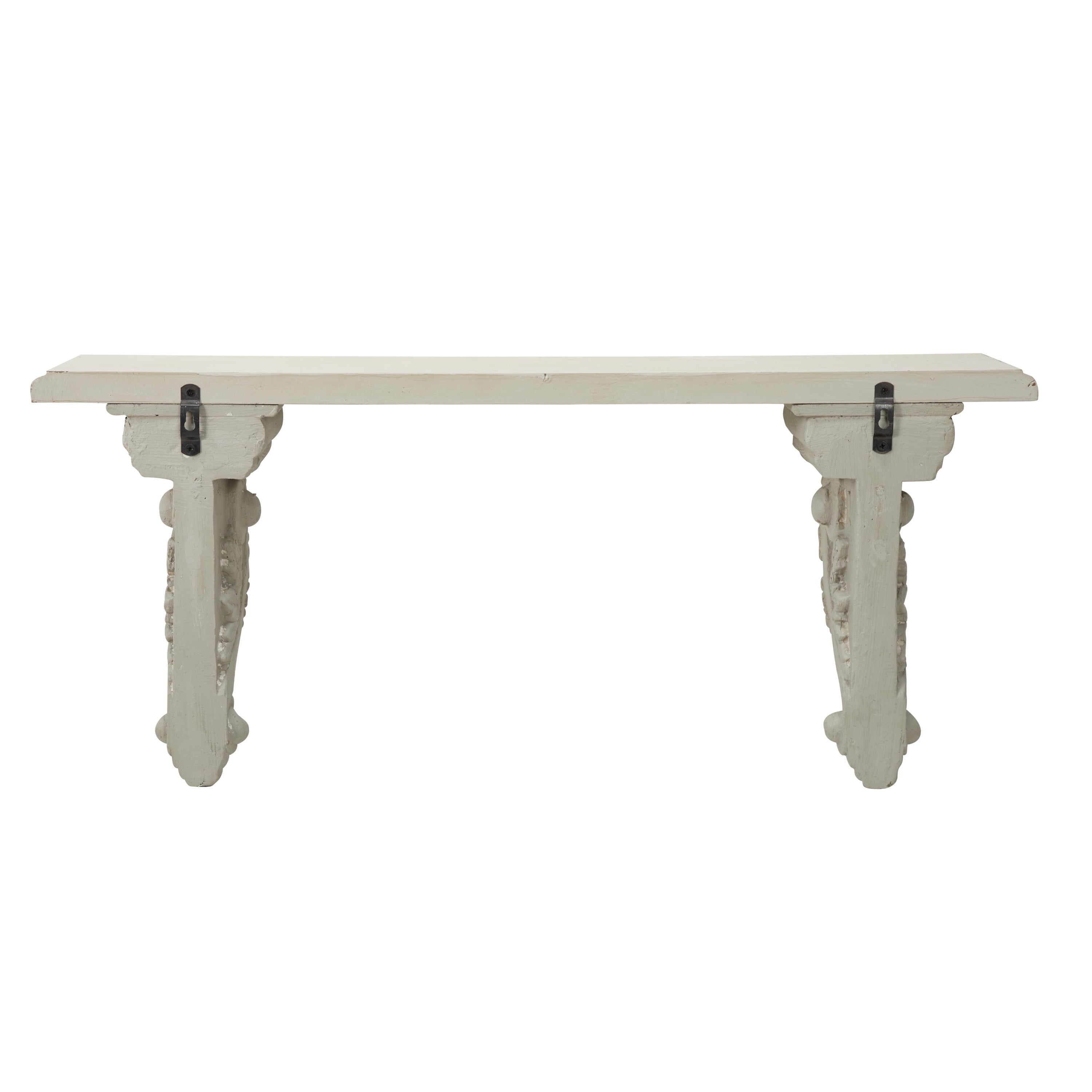 DecMode Indoor White Wood Farmhouse Wall Shelf