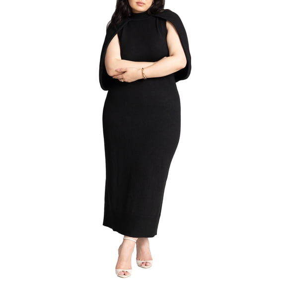 ELOQUII Women's Plus Size Sweater Cape Dress