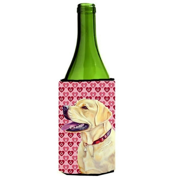 Labrador Hearts Love And Valentines Day Portrait Wine bottle sleeve Hugger - 24 oz.