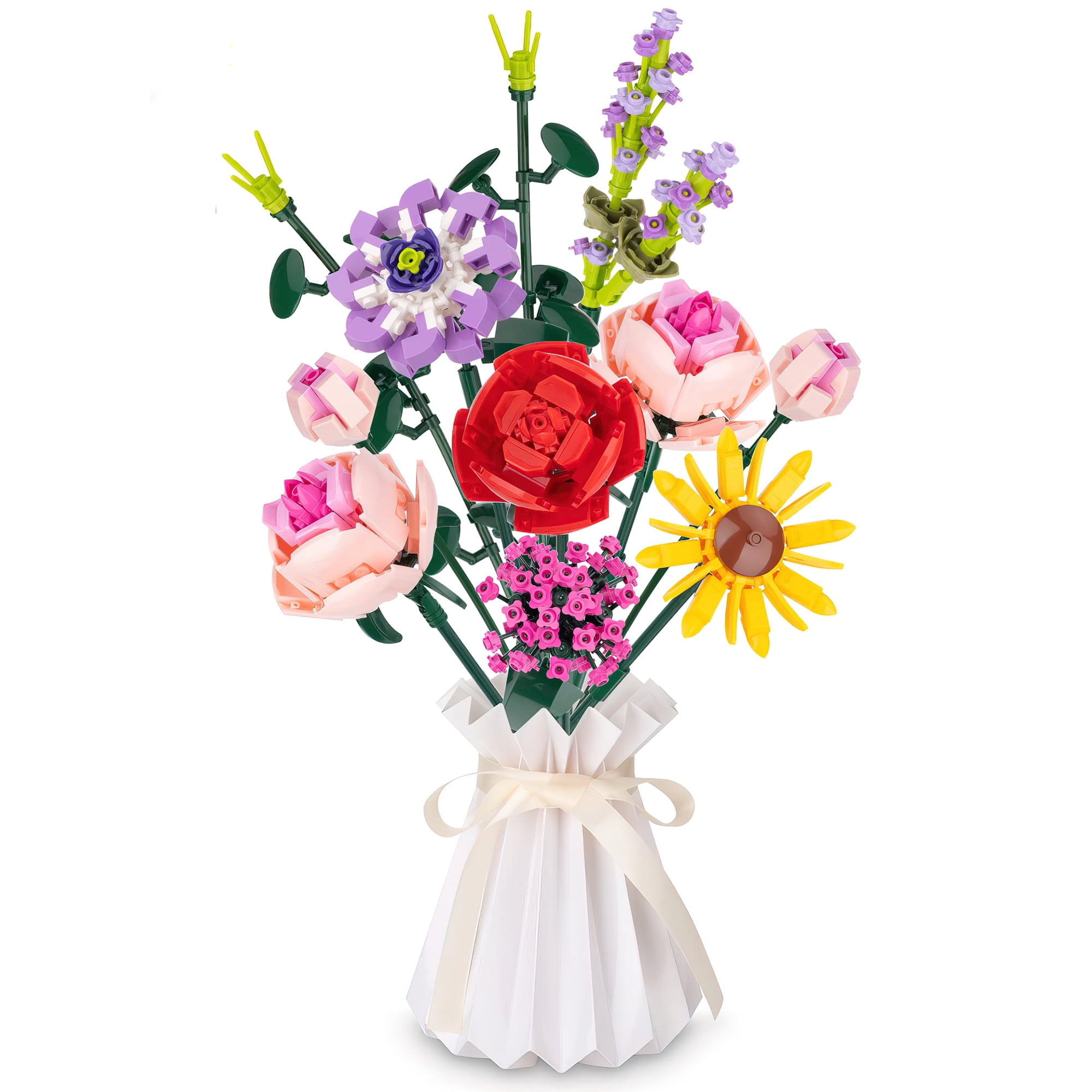 HIReeke Flower Building Block Set Bouquet Bonsai Plant Mini Building