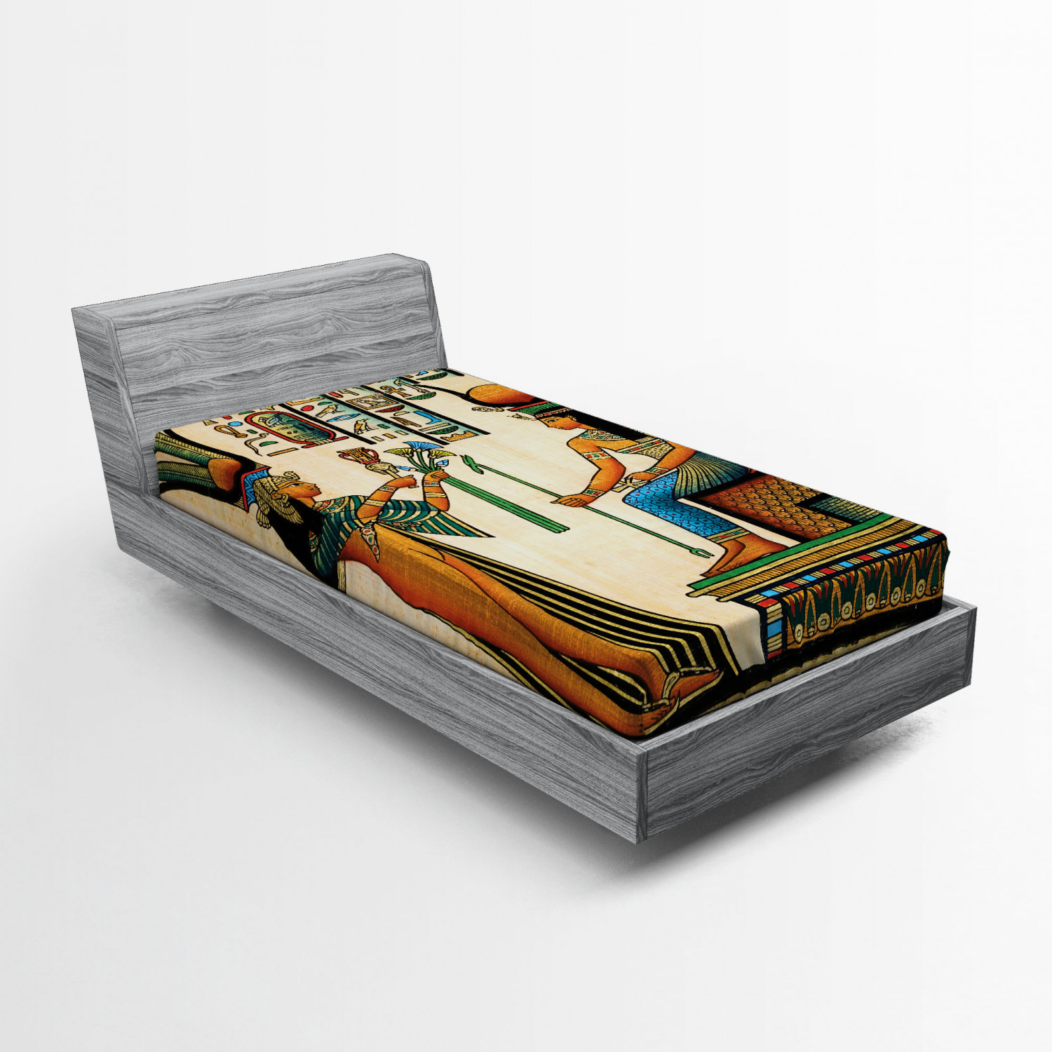 Egyptian Fitted Sheet Old Egyptian Papyrus Depicting Queen Nefertari