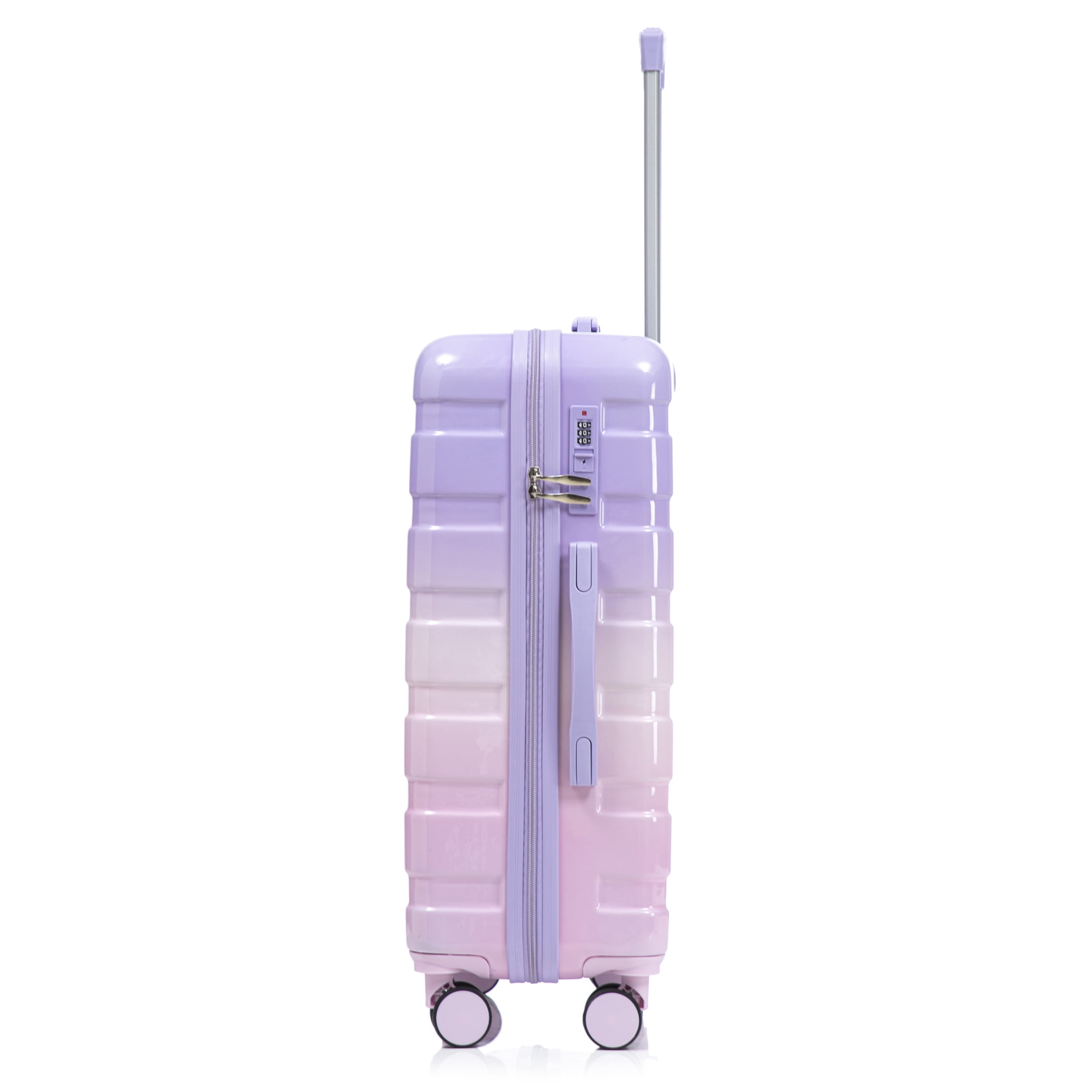 Noble House Vance 20"/24"/28" Hardshell Luggage Set with Combination Lock, Gradient Pattern, Pink & Purple, Set of 3