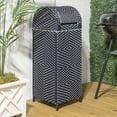 thumbnail image 3 of happimess Darla 31.39-Gallon All-Weather Wicker/Metal Swing Top Hideaway Outdoor Trash Can for Package Delivery, Patio Furniture, Cushions, Gardening Tools, Pool Supplies, Navy/White, HPM1202B, 3 of 9